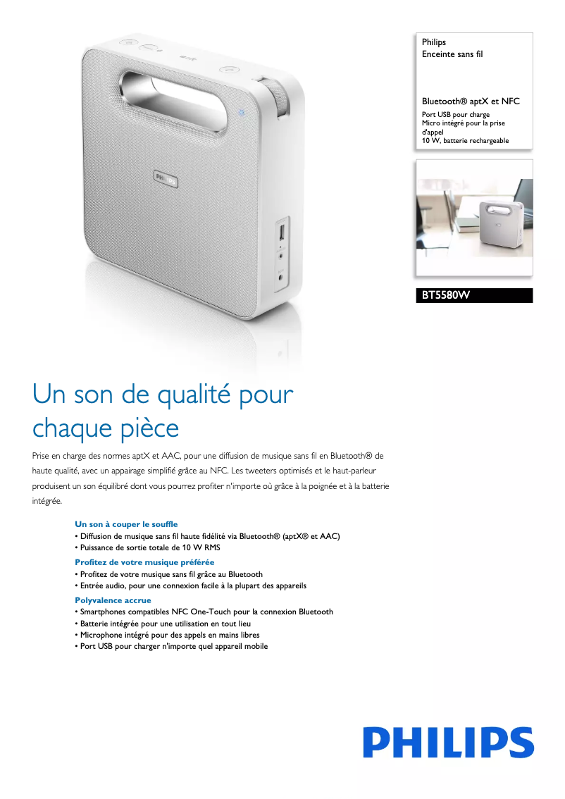 Image de la première page du manuel de l'appareil BT5580