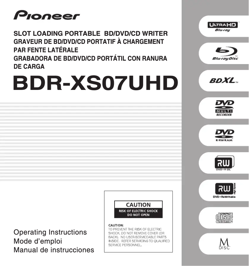Imagen de la primera página del manual del dispositivo BDR-XS07UHD