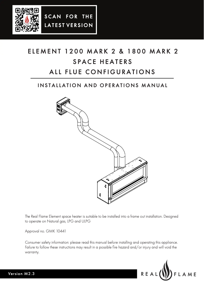 Page 1 de la notice Manuel utilisateur Real Flame Element 1200 MK2