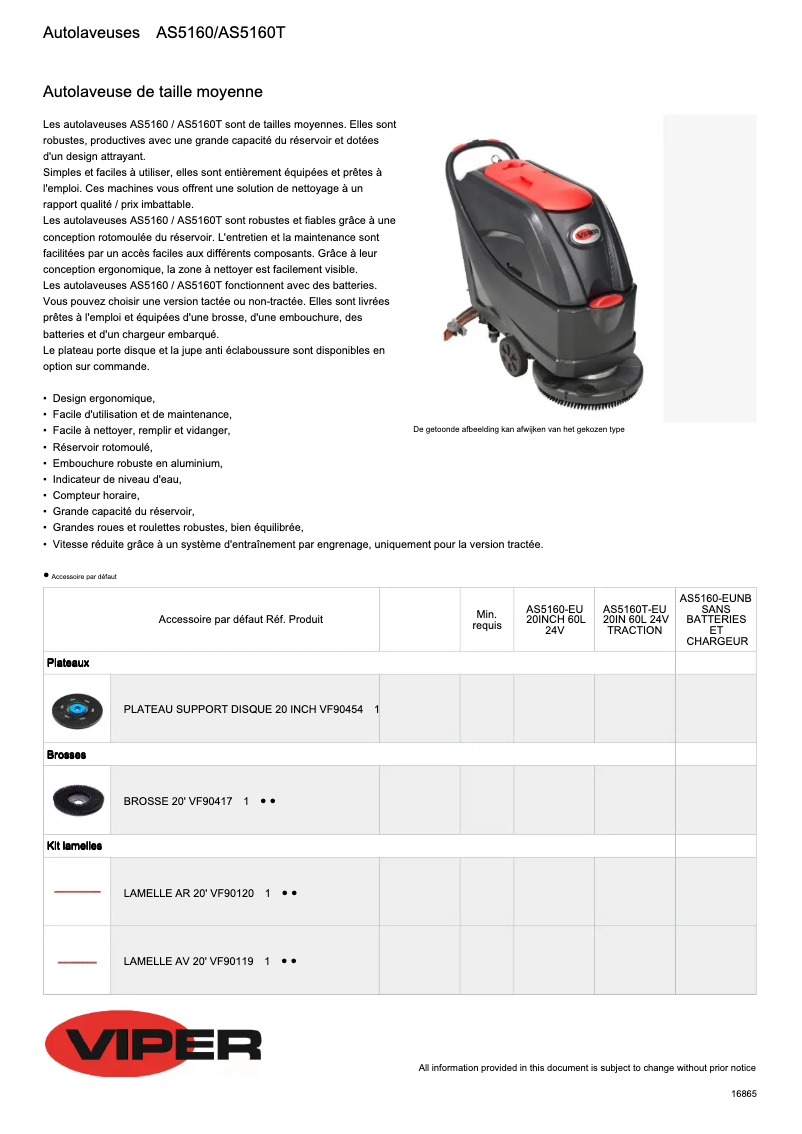 Page 1 de la notice Fiche technique Viper AS5160TO