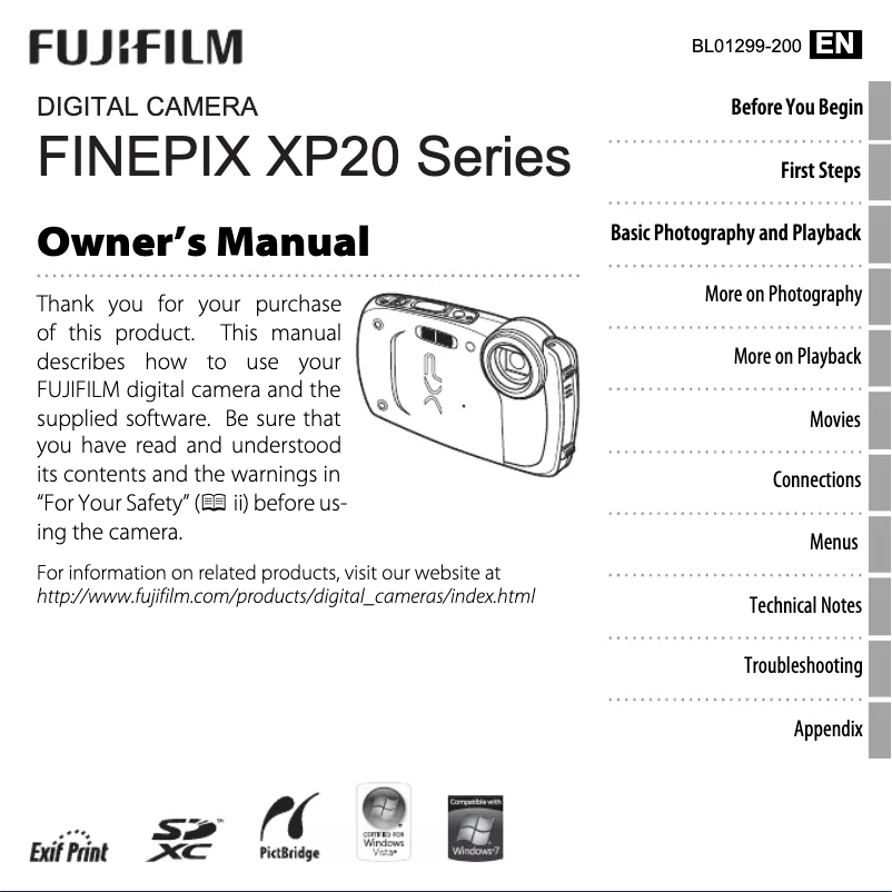 Page n°1 - Manuel utilisateur Fujifilm FinePix XP20