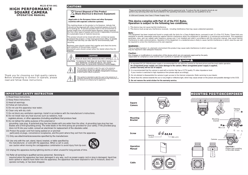 Image de la première page du manuel de l'appareil KPC-E700NUP1
