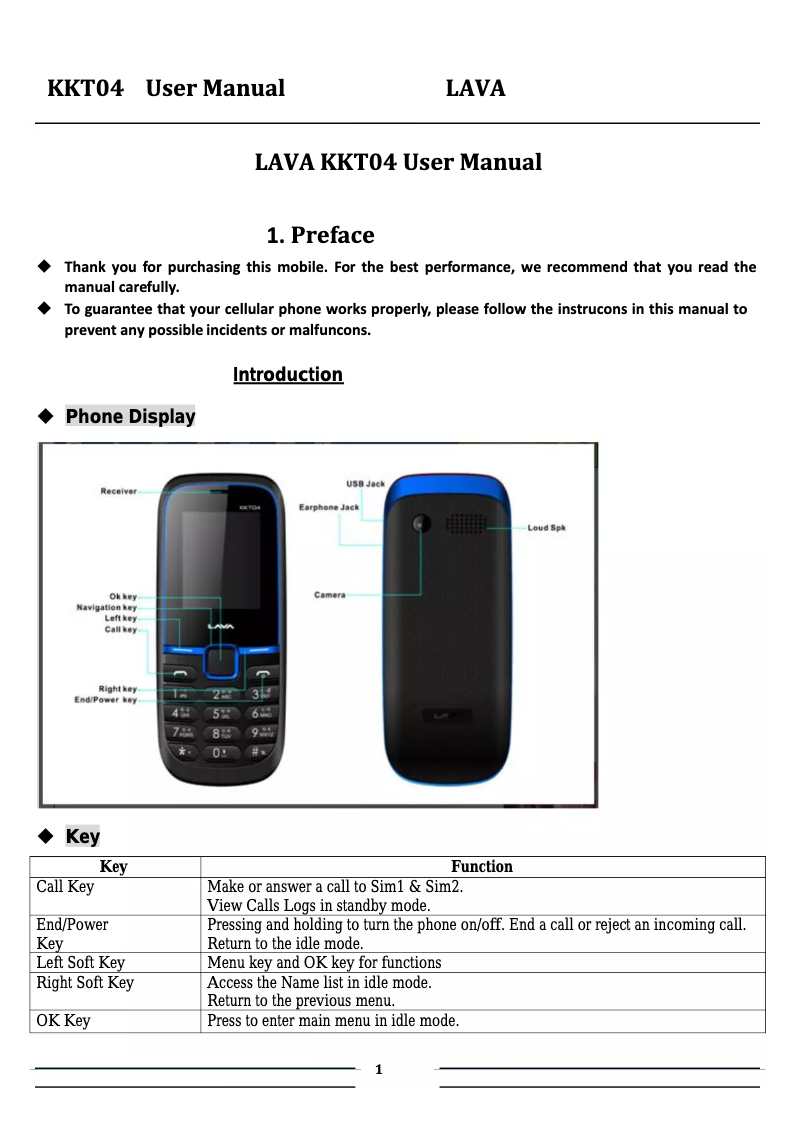 Image de la première page du manuel de l'appareil KKT04