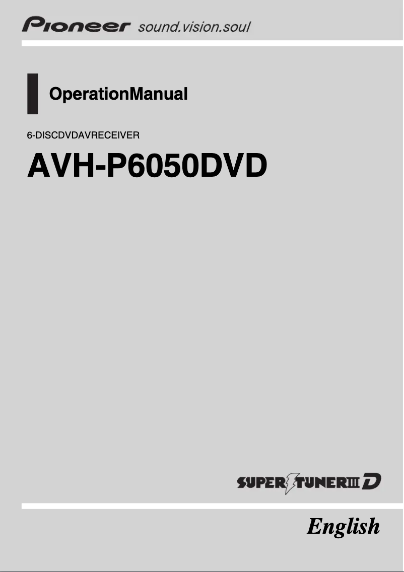 Page 1 de la notice Manuel utilisateur Pioneer AVH-P6050DVD