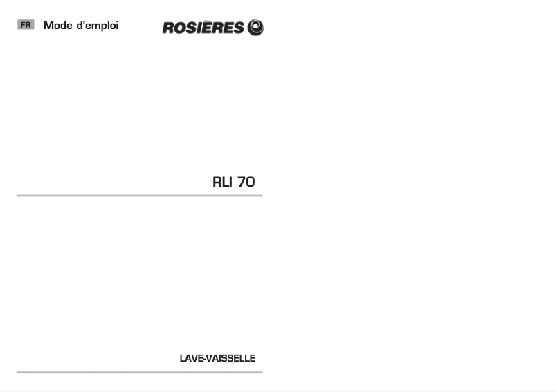 Page n°1 - Manuel utilisateur Rosieres RLI 70 BAV