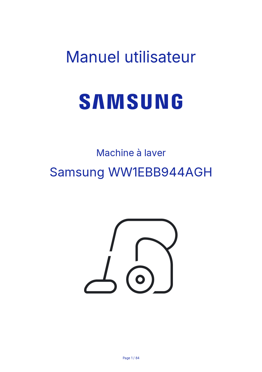Page n°1 - Manuel utilisateur Samsung WW1EBB944AGH