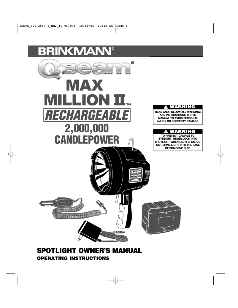 Page 1 de la notice Manuel utilisateur Brinkmann Max Million II