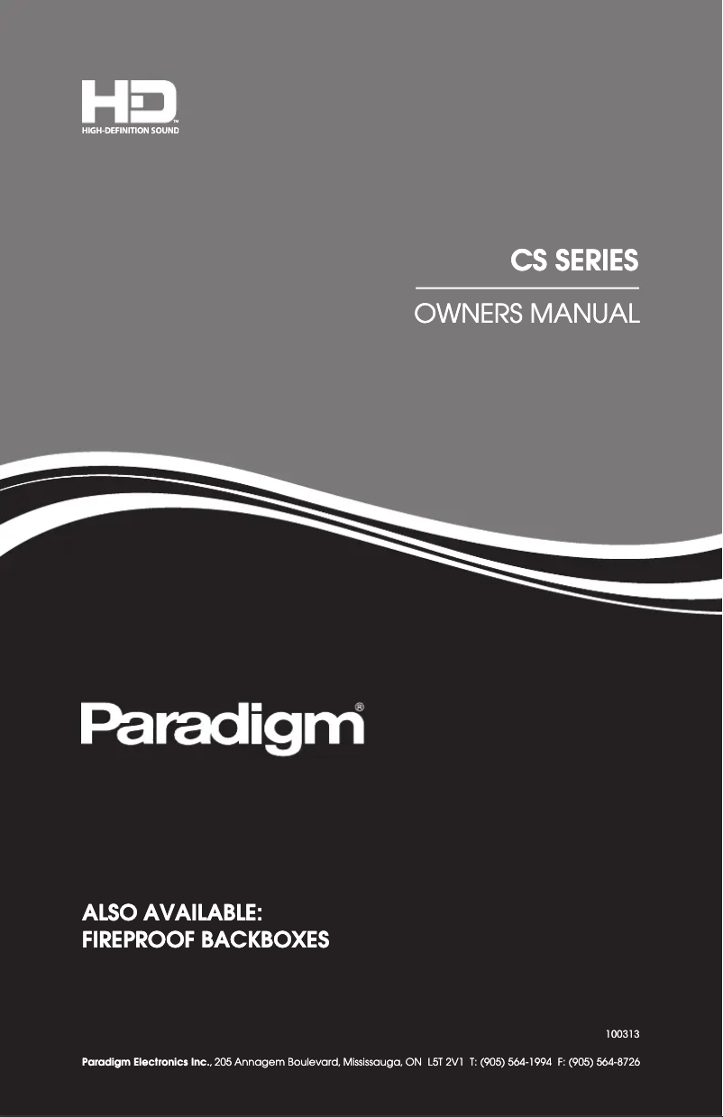 Page 1 de la notice Manuel utilisateur Paradigm CS-150 v3