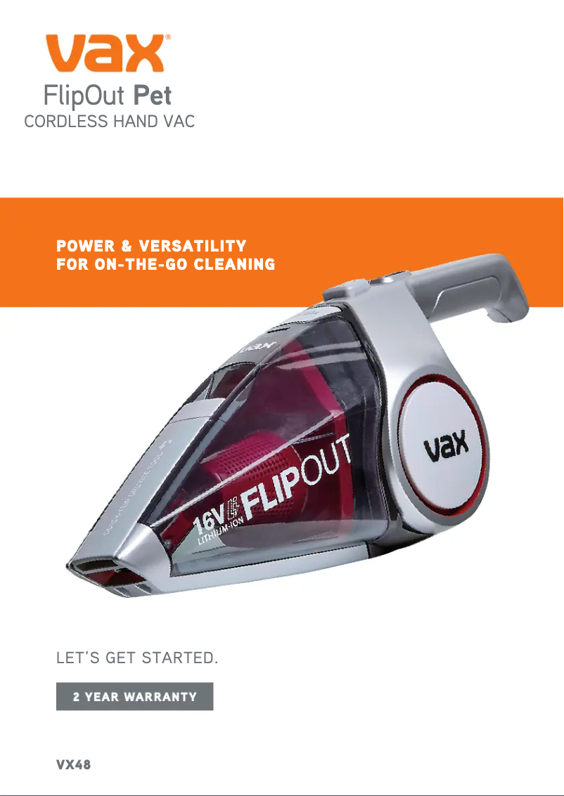 Page n°1 - Manuel utilisateur Vax FlipOut Pet VX48