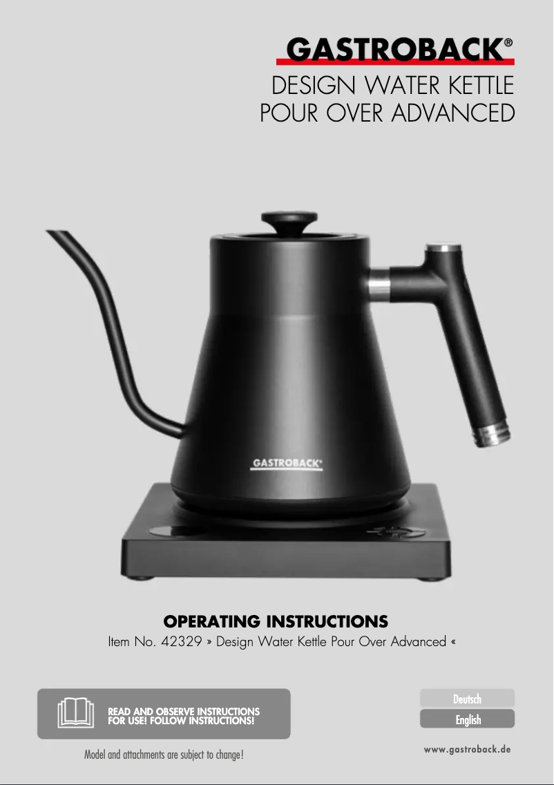 Page n°1 - Manuel utilisateur Gastroback Design Water Kettle Pour Over Advanced 42329