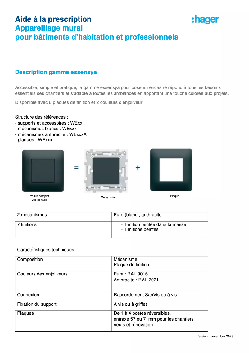 Page n°1 - Brochure Hager WE310