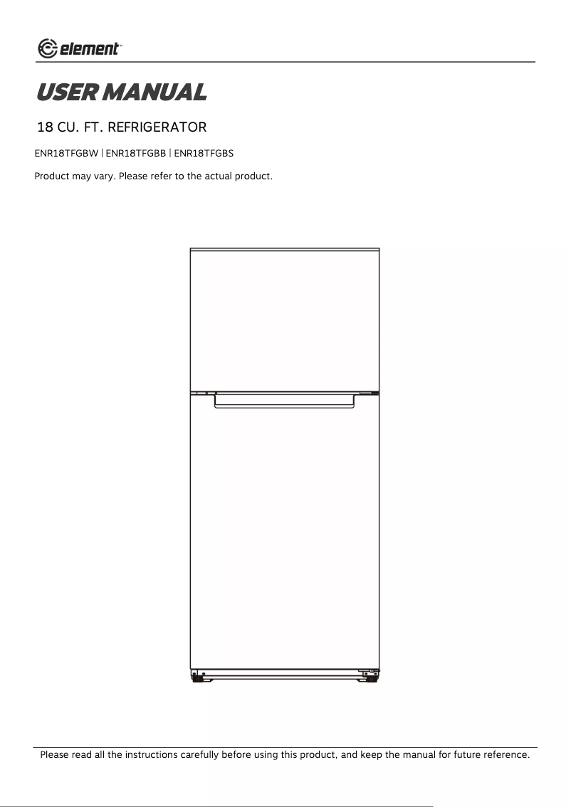 Page 1 de la notice Manuel utilisateur Element ENR18TFGBW