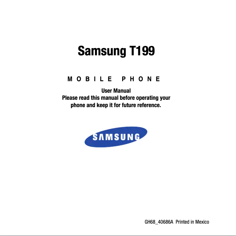 Page 1 de la notice Manuel utilisateur Samsung SGH-T199