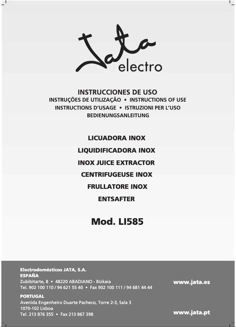 Page n°1 - Manuel utilisateur Jata LI585