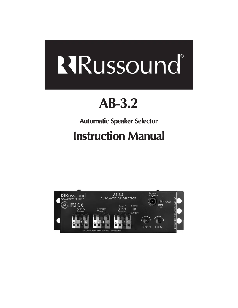 Page n°1 - Manuel utilisateur Russound AB-3.2