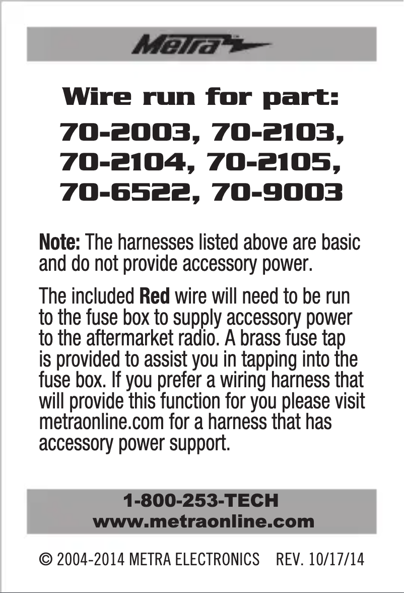 Page n°1 - Manuel utilisateur Metra 70-2105