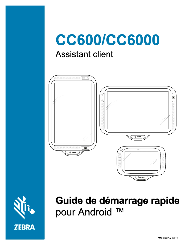 Page 1 de la notice Guide de démarrage rapide Zebra CC6000