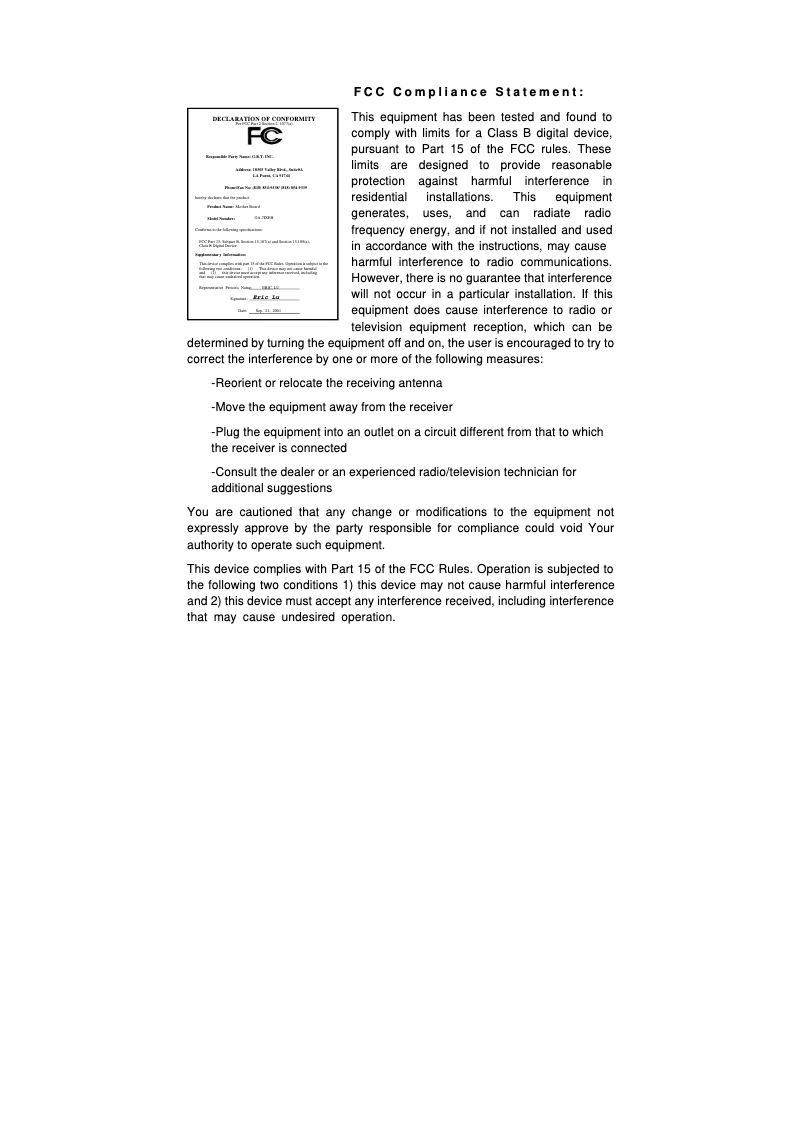 Page n°1 - Manuel utilisateur Gigabyte GA-7IXEH