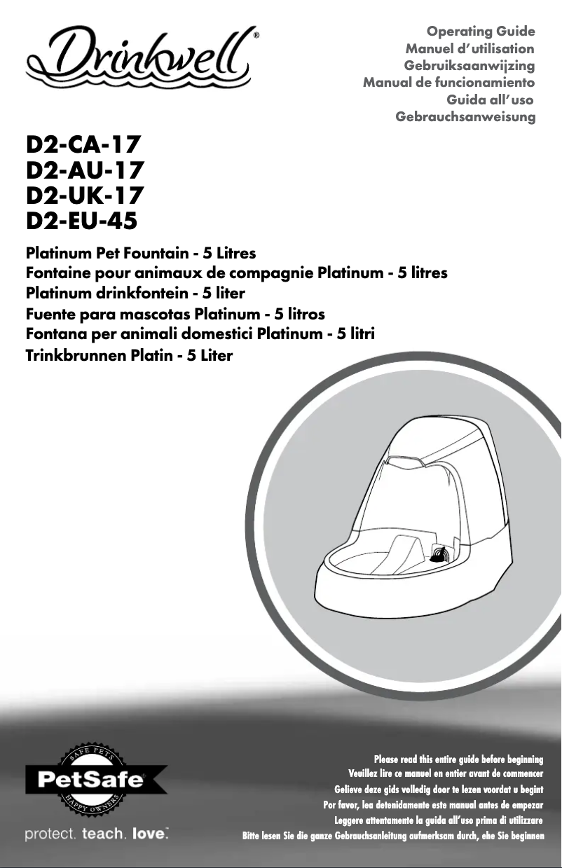 Page 1 de la notice Manuel utilisateur PetSafe Drinkwell D2-EU-45