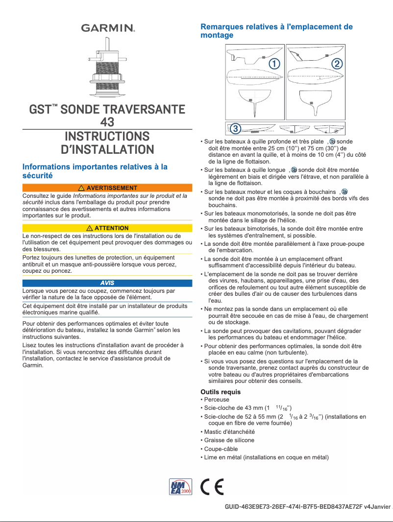 Page n°1 - Guide d'installation Garmin GST 43
