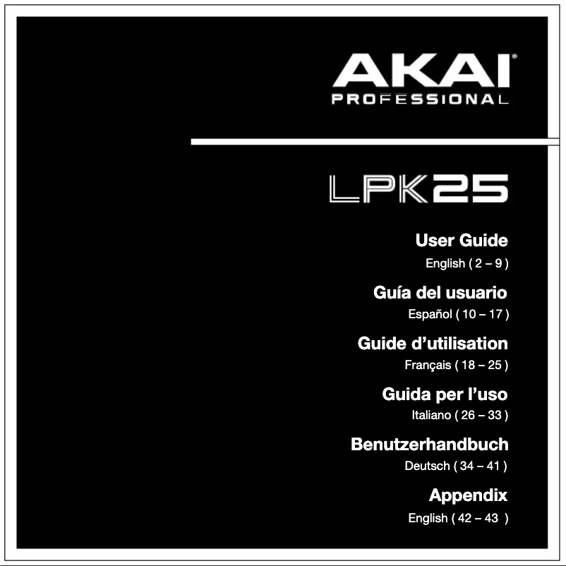 Page n°1 - Manuel utilisateur AKAI LPK25 Mk2