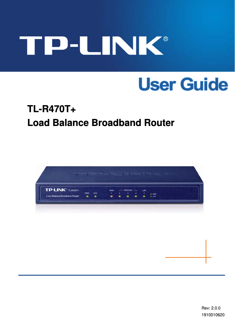 Page n°1 - Manuel utilisateur TP-Link TL-R470T+ SafeStream