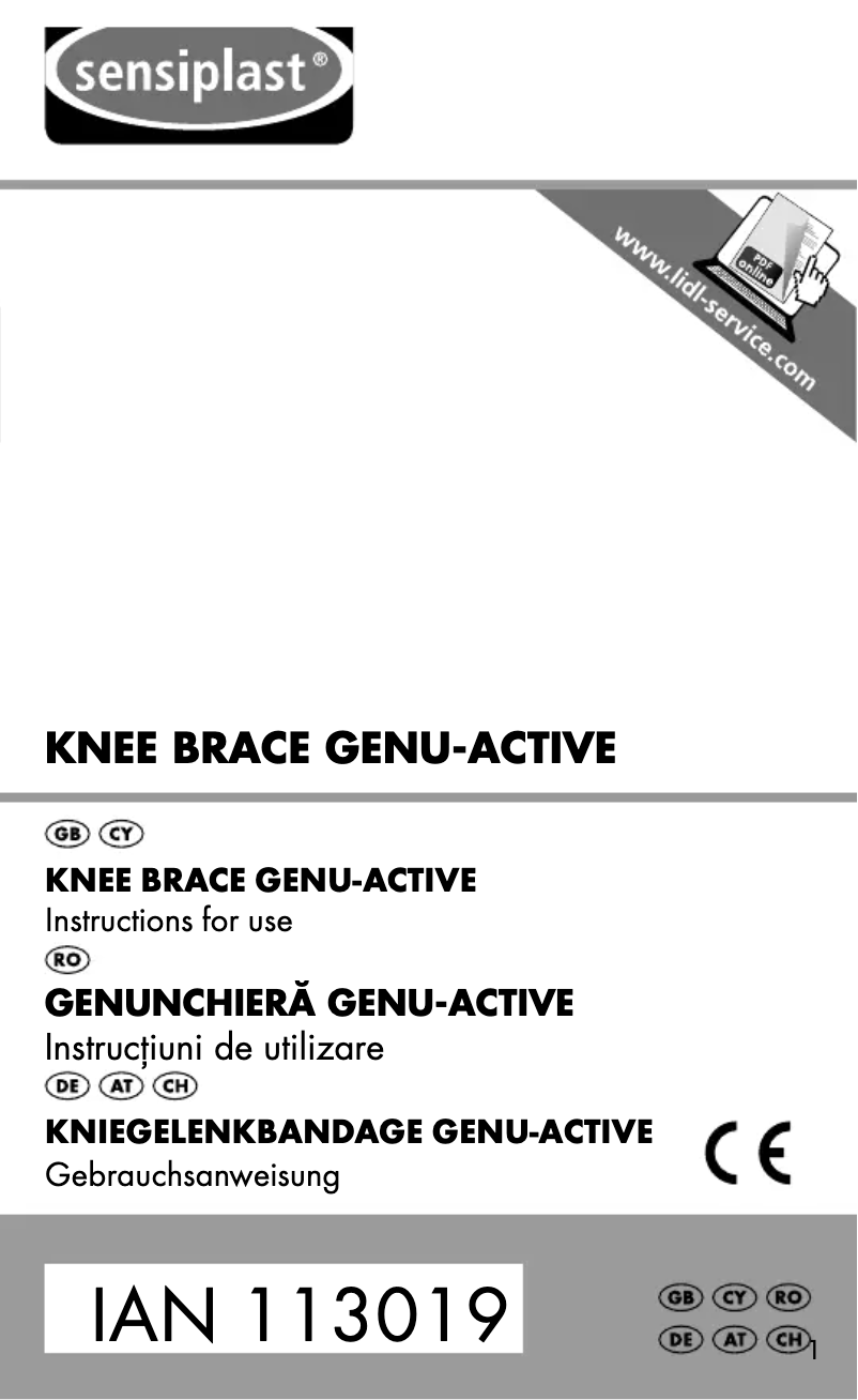 Page n°1 - Manuel utilisateur Sensiplast IAN 113019