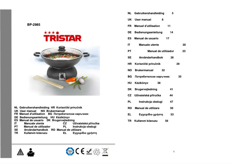Page n°1 - Manuel utilisateur TriStar BP-2985