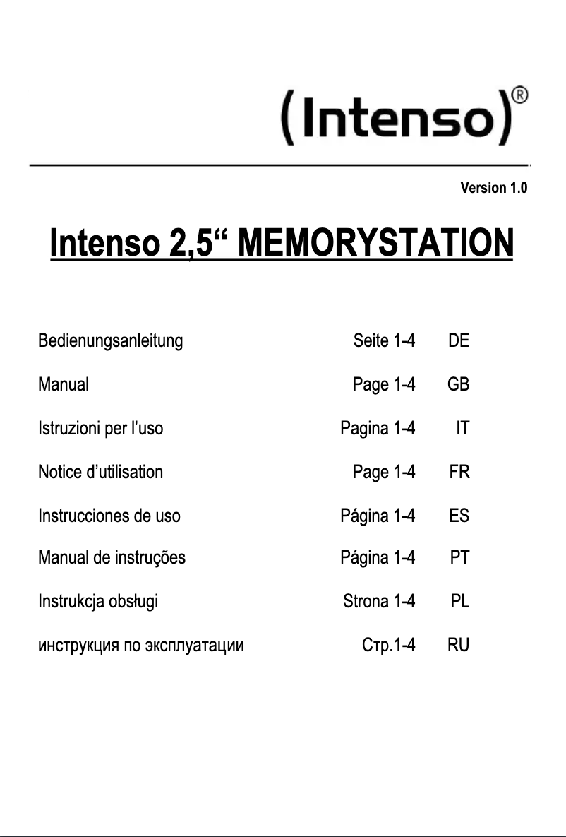 Page 1 de la notice Manuel utilisateur Intenso Memory Station
