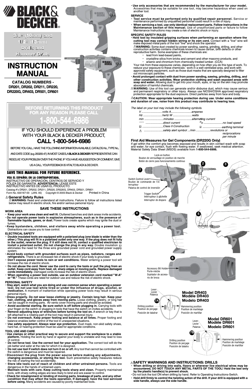 Page 1 de la notice Manuel utilisateur Black & Decker DR501