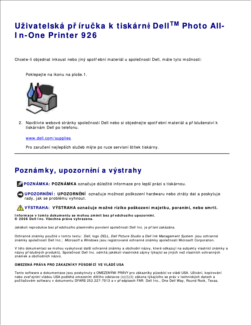 Page 1 de la notice Manuel utilisateur Dell 926