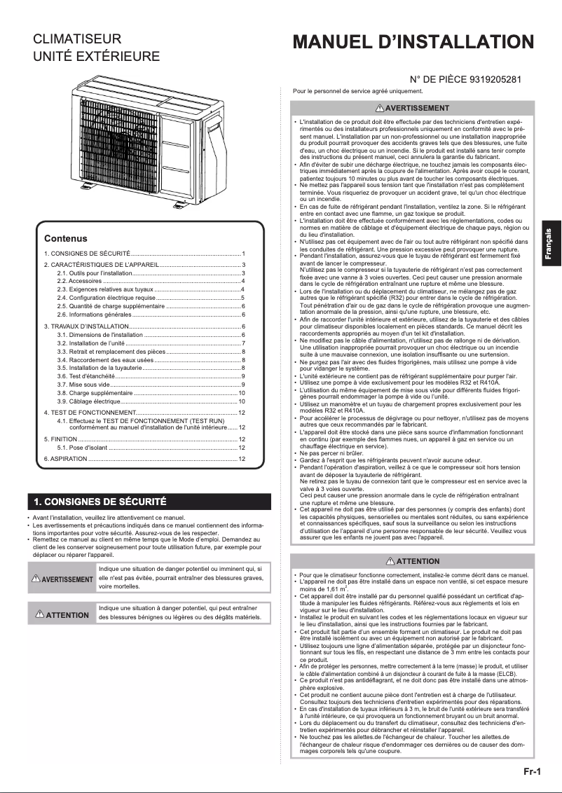 Image de la première page du manuel de l'appareil AOYG18KBTA2
