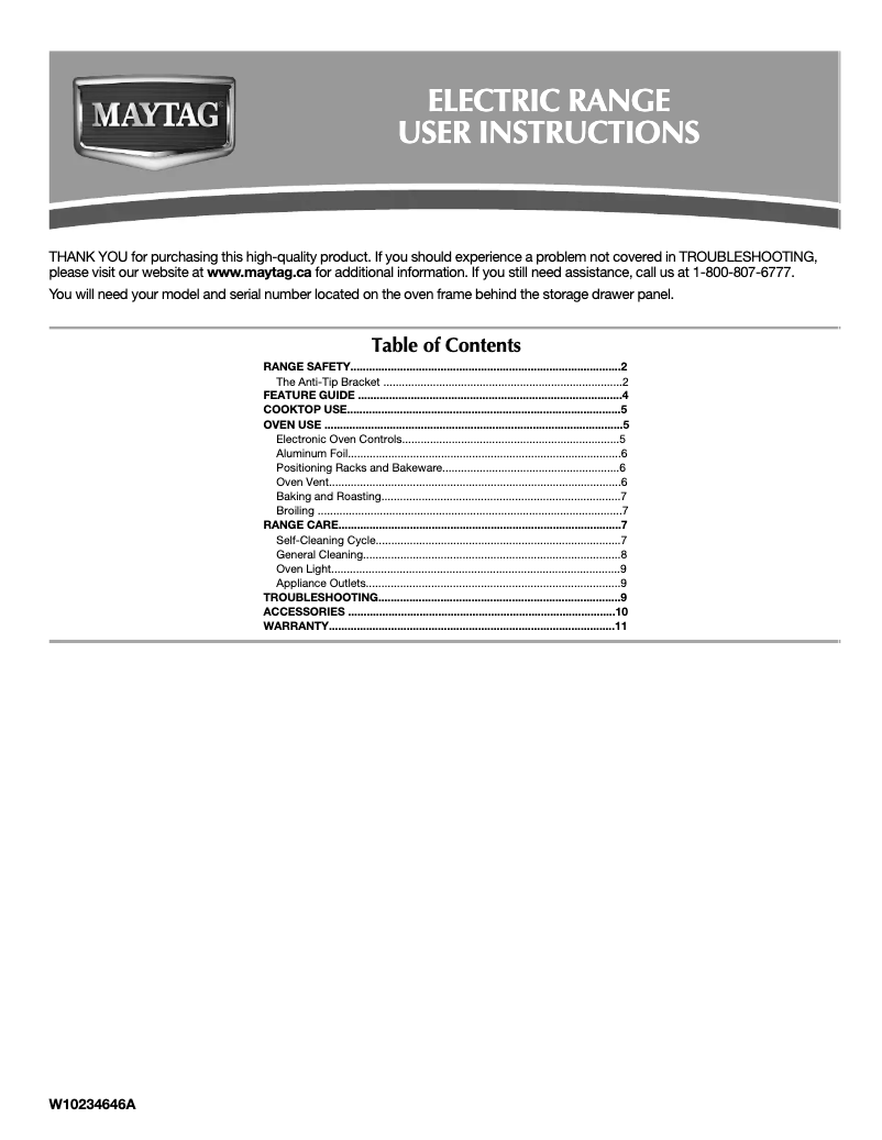 Page 1 de la notice Manuel utilisateur Maytag YMER7662WS