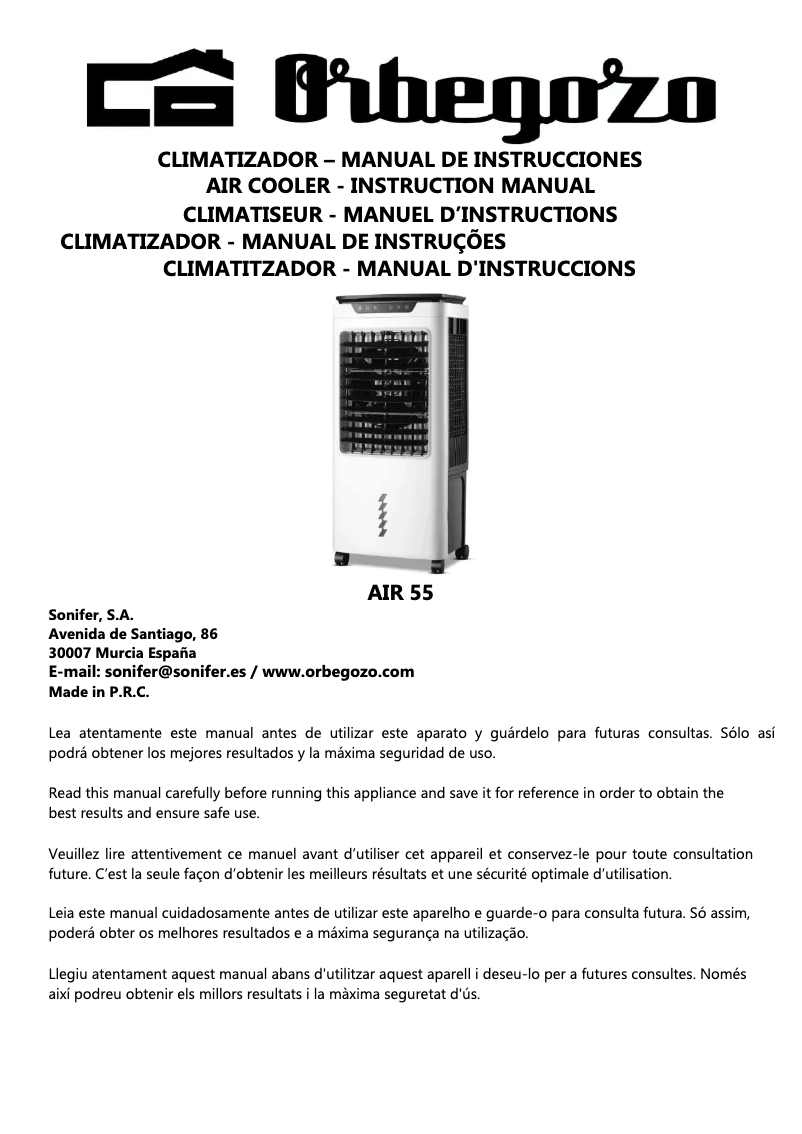 Image de la première page du manuel de l'appareil AIR 55