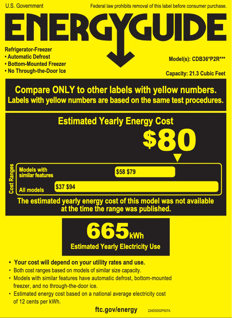 Page 1 de la notice Label énergétique GE Café CDB36RP2RS1