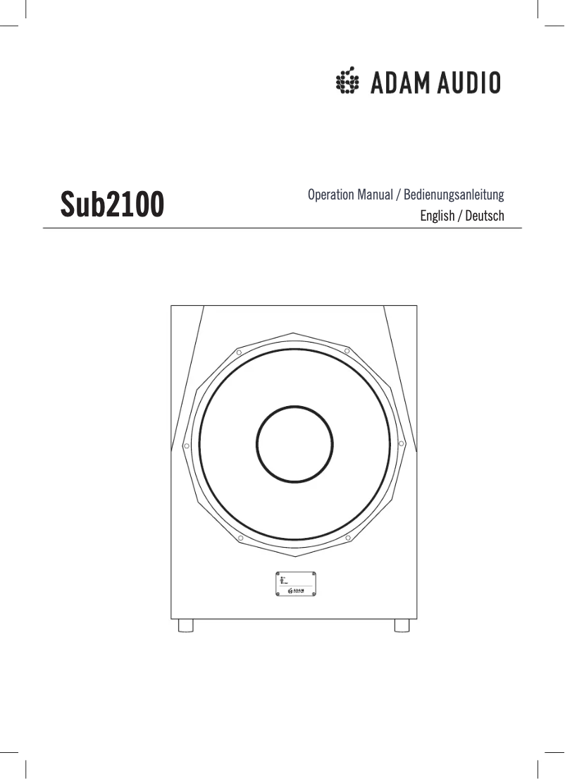 Page 1 de la notice Manuel utilisateur Adam Sub2100