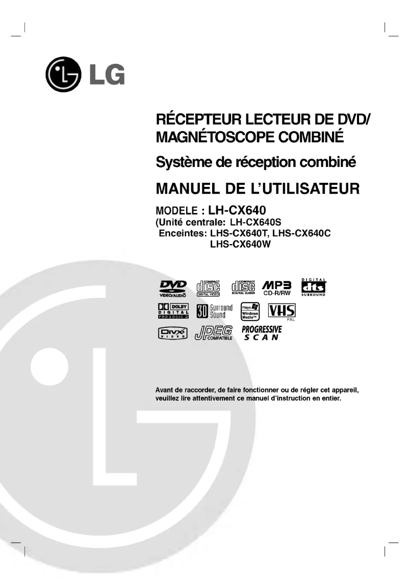Page 1 de la notice Manuel utilisateur LG LH-CX640W