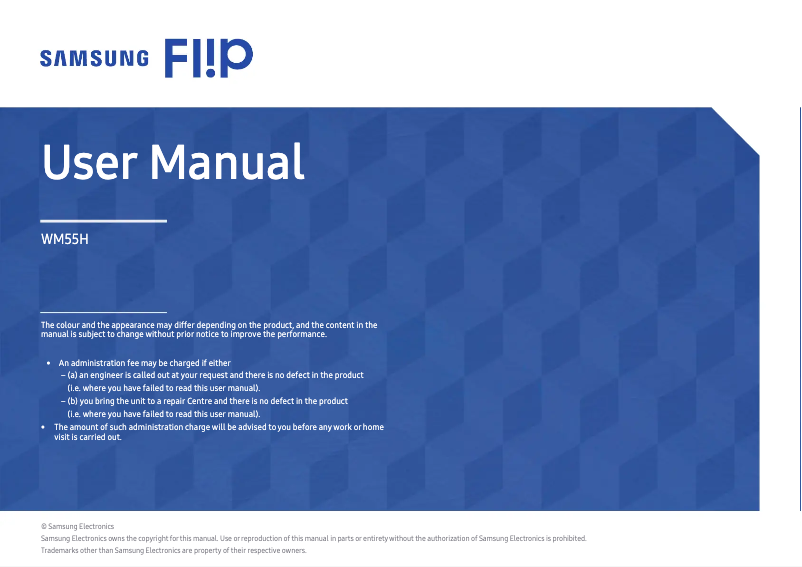 Image de la première page du manuel de l'appareil Flip WM55H