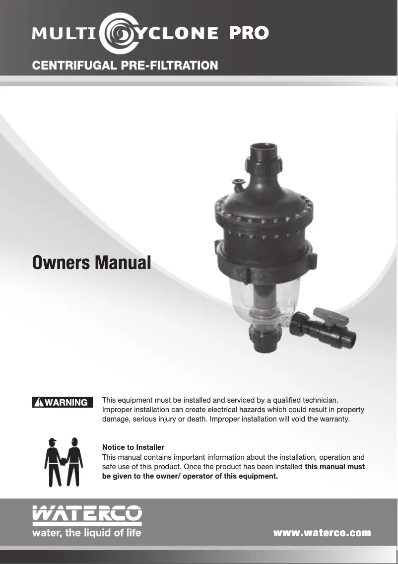Image de la première page du manuel de l'appareil MultiCyclone Pro