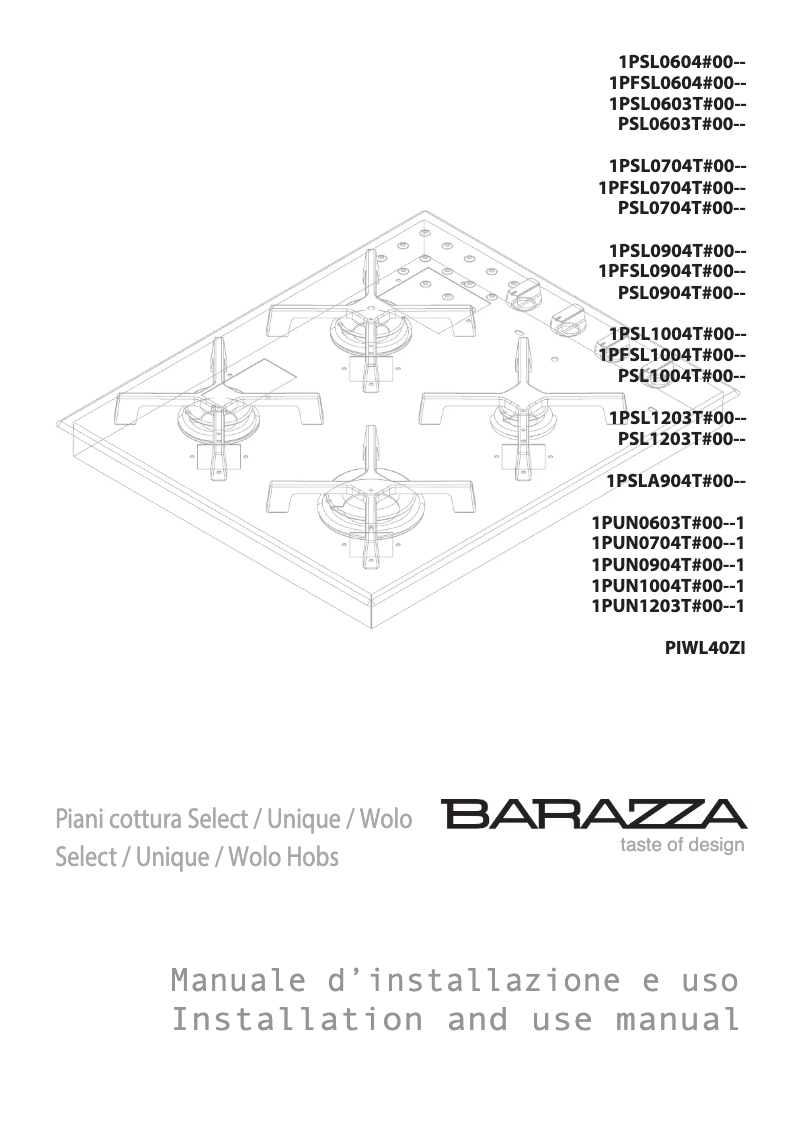 Page n°1 - Manuel utilisateur Barazza 1P60WLVE