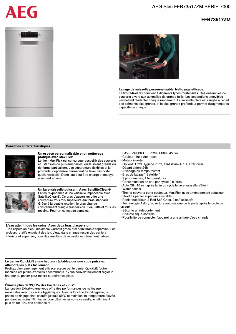 Página 1 del manual Ficha técnica AEG FFB73517ZM