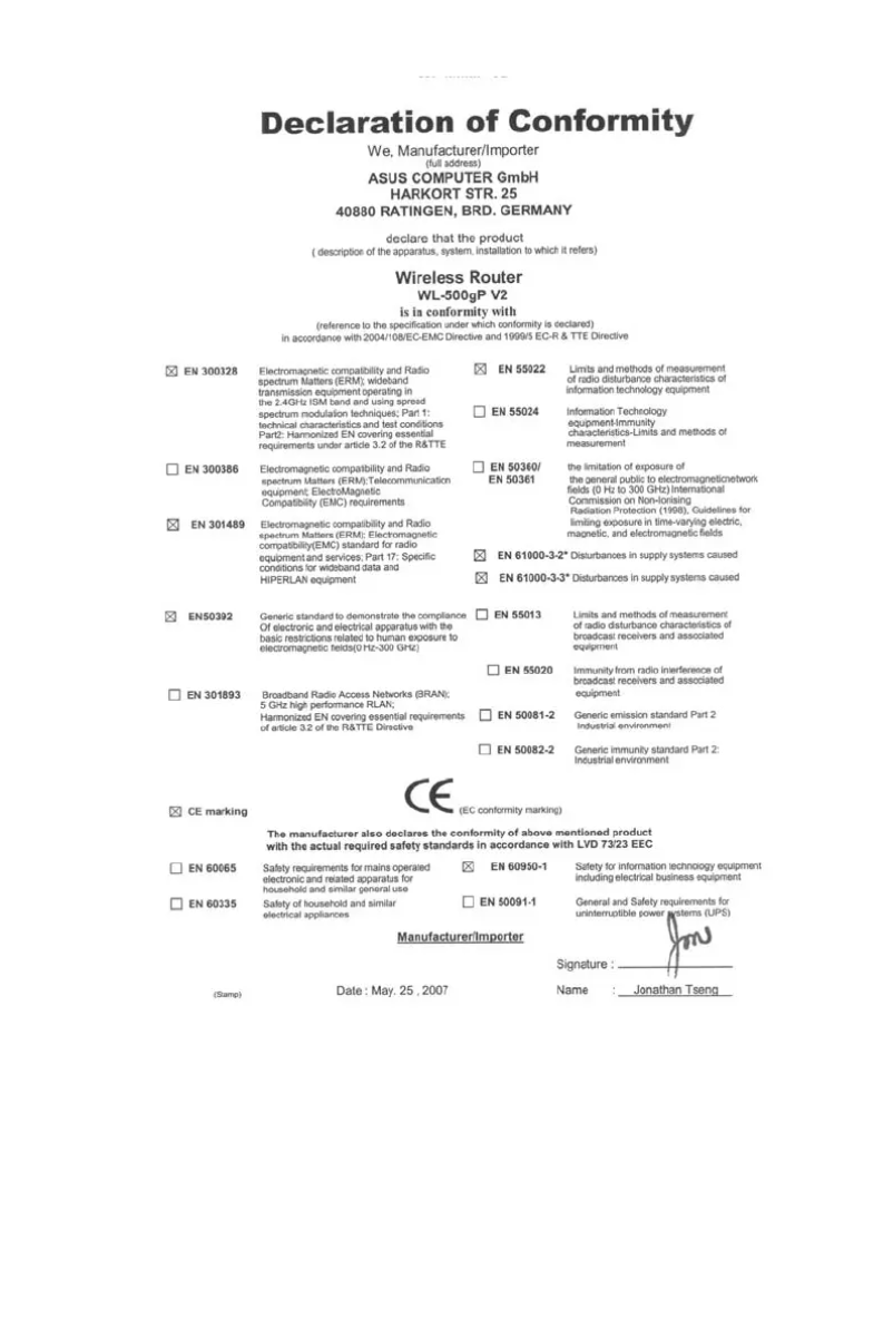 Page 1 de la notice Manuel utilisateur Asus WL-500GP V2