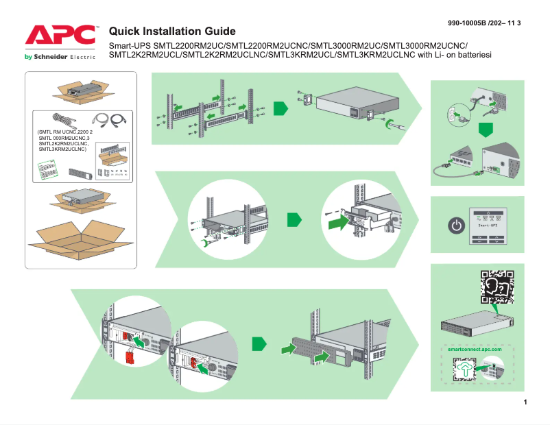 Page n°1 - Guide de démarrage rapide APC Smart-UPS SMTL2200RM2UCNC