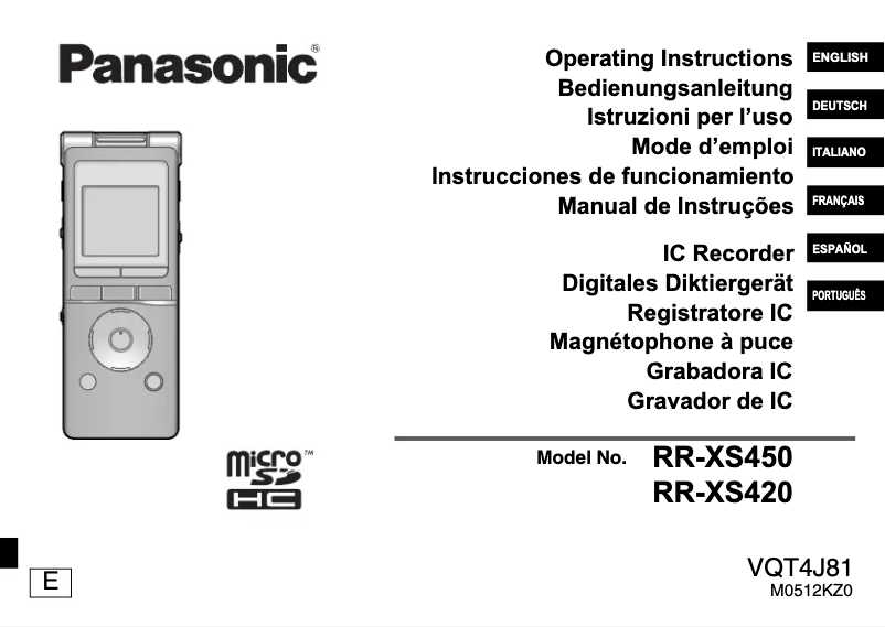 Imagen de la primera página del manual del dispositivo RR-XS450E