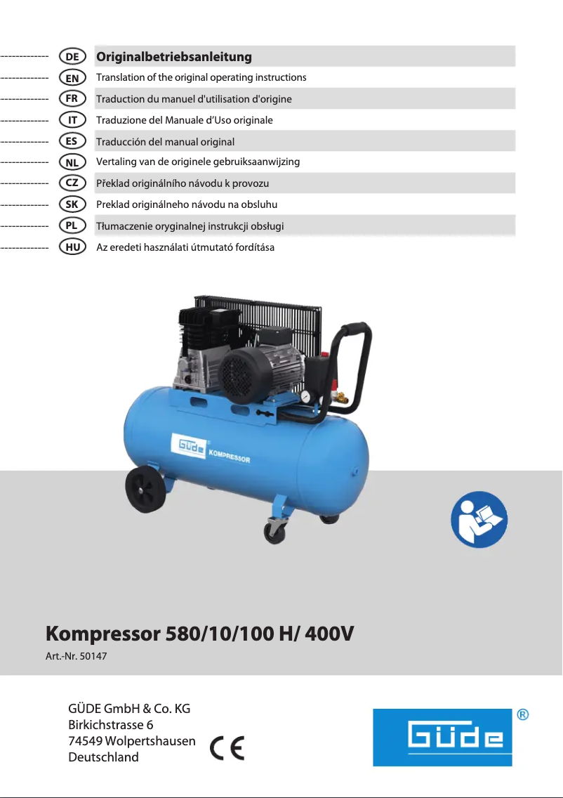 Page n°1 - Manuel utilisateur Güde 580/10/100 H/ 400V