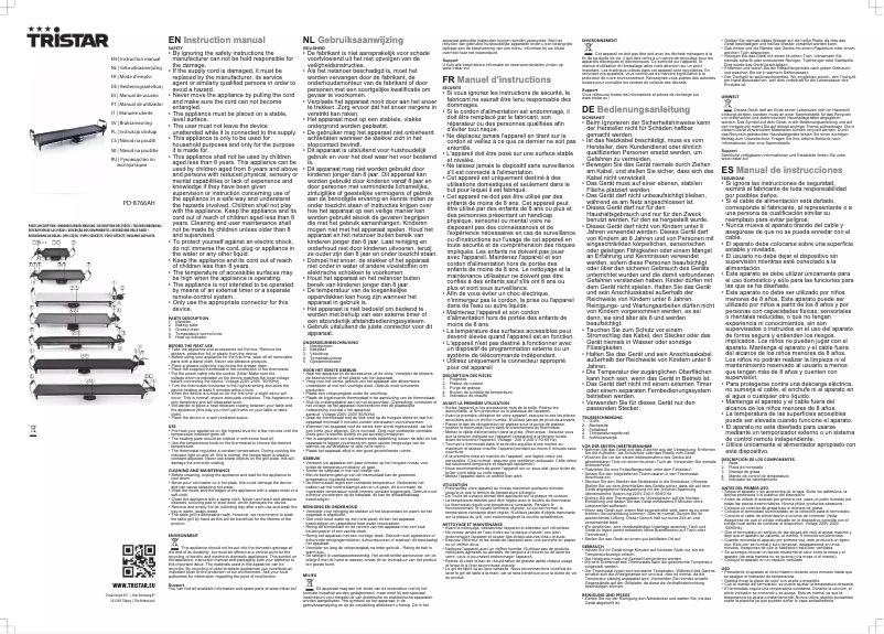 Page 1 de la notice Manuel utilisateur TriStar PD-8766AH