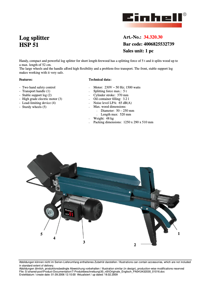 Page n°1 - Manuel utilisateur Einhell HSP 51