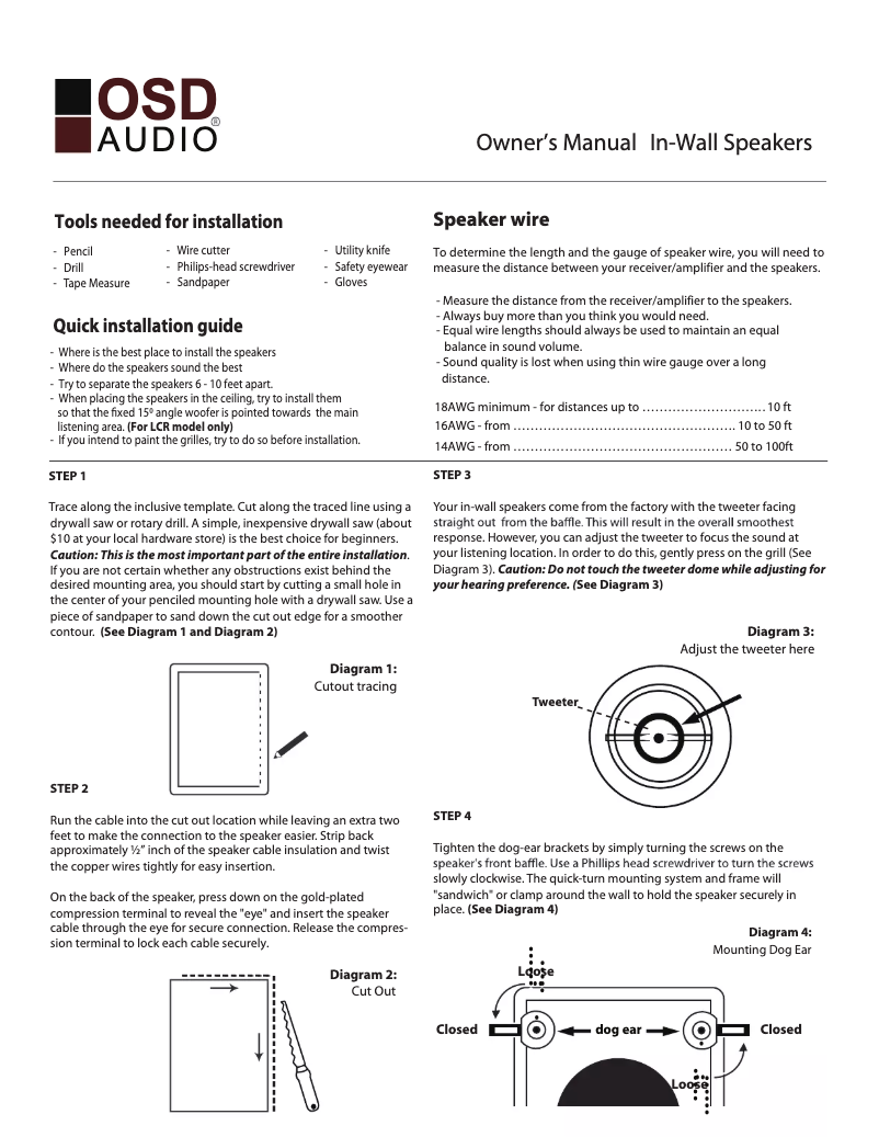 Page 1 of the manual User Manual OSD Audio CW840SQ