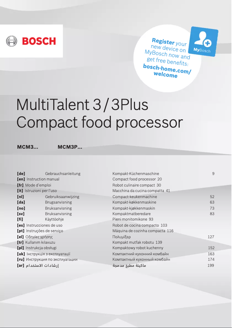 Page 1 de la notice Manuel utilisateur Bosch MCM3110W