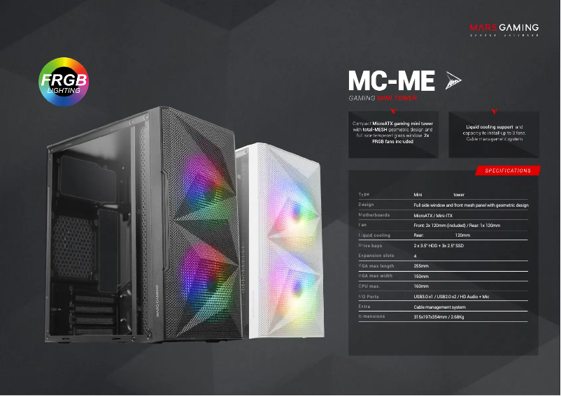 Page 1 de la notice Fiche technique Mars Gaming MC-ME